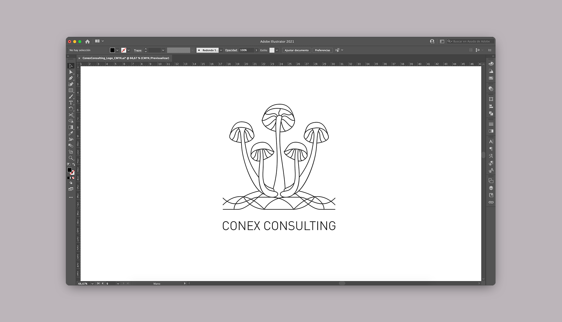 Brand identity, screenshot of logo design in Illustrator. Conex Consulting Logo.